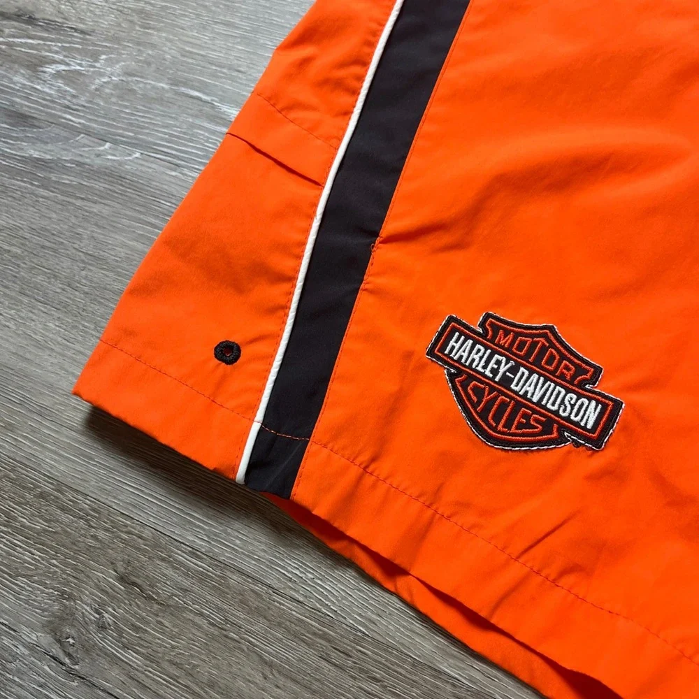 Harley-Davidson Swim Trunks Mens XL Orange Team Harley Board Shorts Mesh Lining